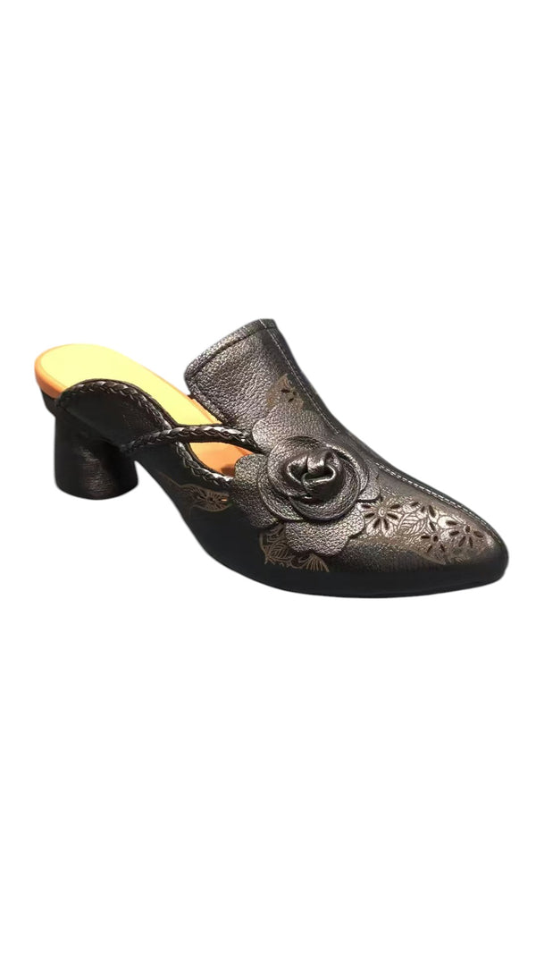 SANTA leather heel mules