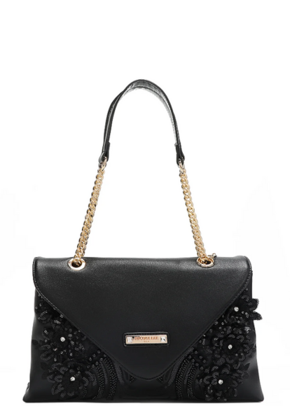 FLOWER SEQUIN FLAP BAG