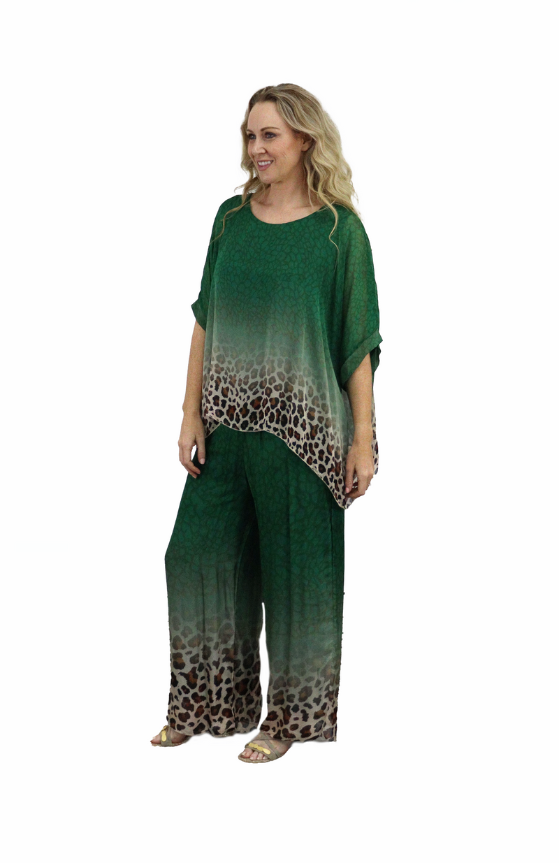 ZETA/PERKY silk top-pants set