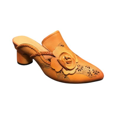 SANTA leather heel mules