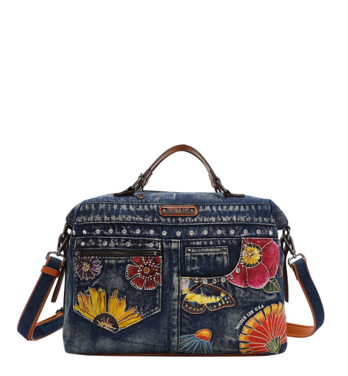 8~90s Lee denim leather Boston bag