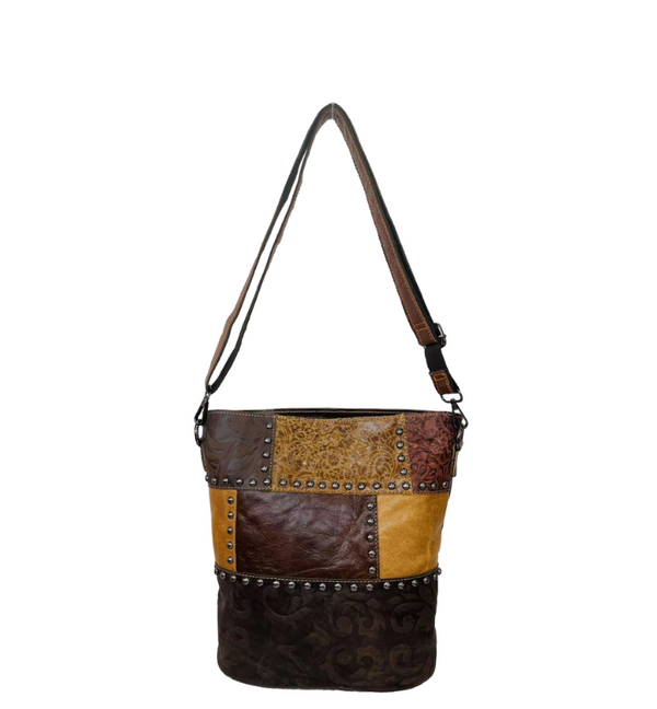 EMBOSS leather messenger bag MULTI