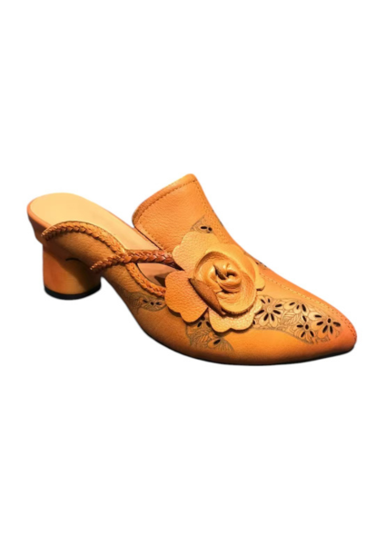 SANTA leather heel mules