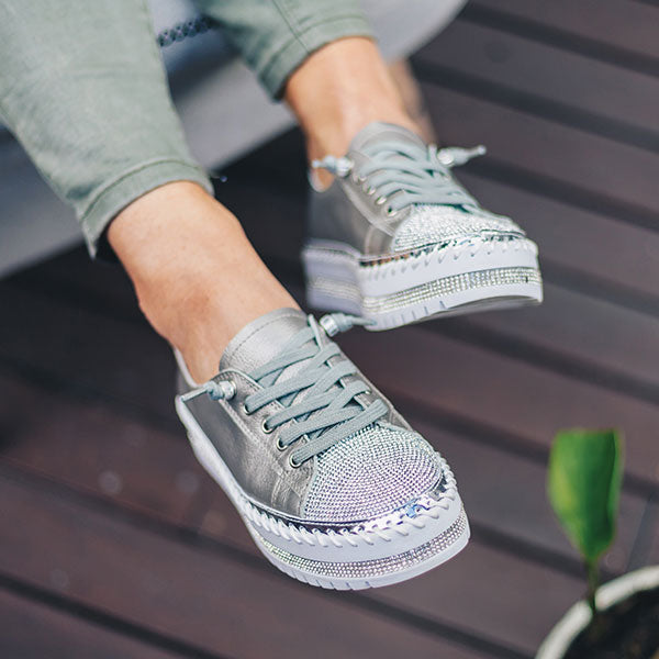 SKY leather crystal sneakers