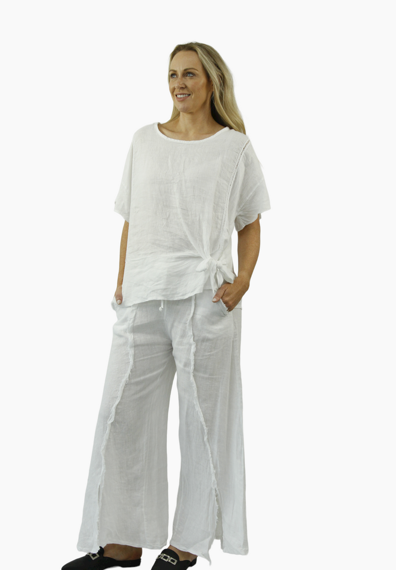 CASA BLANCA Linen top and pant set