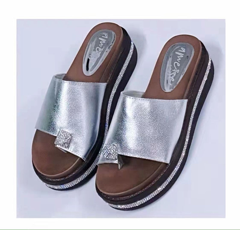 SHINE Leather slides