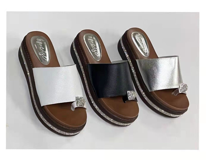 SHINE Leather slides