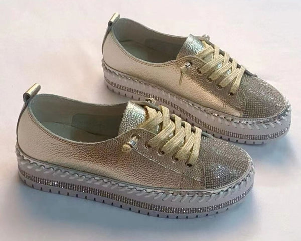 SKY leather crystal sneakers