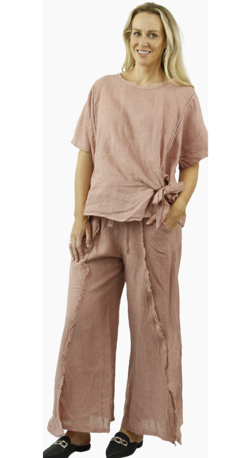 CASA BLANCA Linen top and pant set